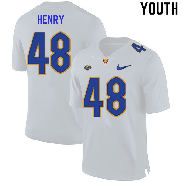 Youth #48 Jackson Henry Pitt Panthers College Football Jerseys Sale-White